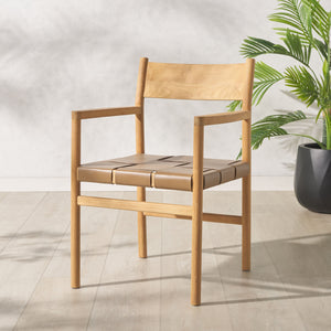 Safavieh Devnie Woven Leather Dining Chair - Elegant Design With Comfort & Quality For A Stylish Dining Space Brown ,Natural Wood ,Leather Sfv1602b