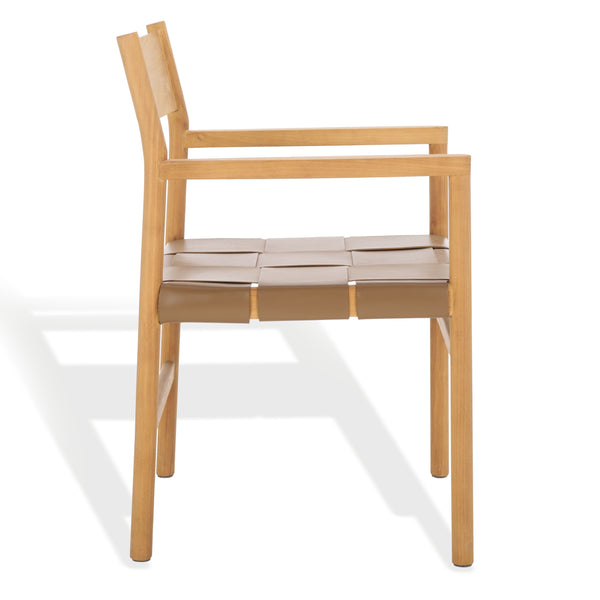 Safavieh Devnie Woven Leather Dining Chair - Elegant Design With Comfort & Quality For A Stylish Dining Space Brown ,Natural Wood ,Leather Sfv1602b