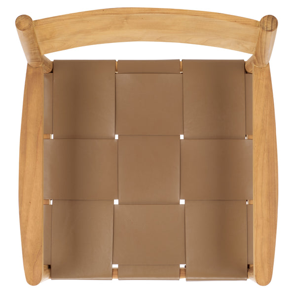 Safavieh Devnie Woven Leather Dining Chair - Elegant Design With Comfort & Quality For A Stylish Dining Space Brown ,Natural Wood ,Leather Sfv1602b