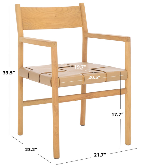 Safavieh Devnie Woven Leather Dining Chair - Elegant Design With Comfort & Quality For A Stylish Dining Space Tan ,Natural Wood ,Leather Sfv1602c