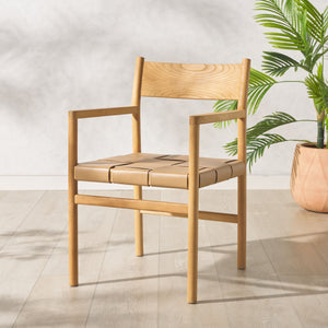 Safavieh Devnie Woven Leather Dining Chair - Elegant Design With Comfort & Quality For A Stylish Dining Space Tan ,Natural Wood ,Leather Sfv1602c