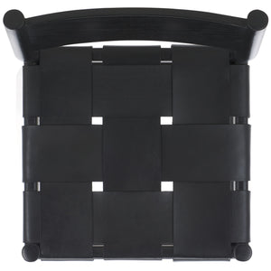 Safavieh Devnie Woven Leather Counter Stool - Elegant Solid Sungkay Wood Design For Chic Modern Interiors Black Wood ,Leather Sfv1603a