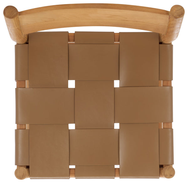 Safavieh Devnie Woven Leather Counter Stool - Elegant Solid Sungkay Wood Design For Chic Modern Interiors Brown ,Natural Wood ,Leather Sfv1603b