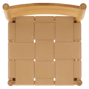 Safavieh Devnie Woven Leather Counter Stool - Elegant Solid Sungkay Wood Design For Chic Modern Interiors Tan ,Natural Wood ,Leather Sfv1603c