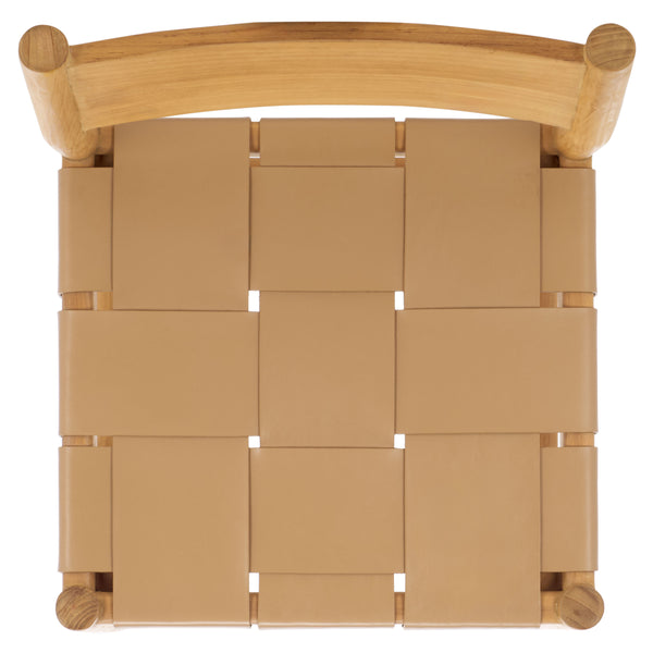 Safavieh Devnie Woven Leather Counter Stool - Elegant Solid Sungkay Wood Design For Chic Modern Interiors Tan ,Natural Wood ,Leather Sfv1603c