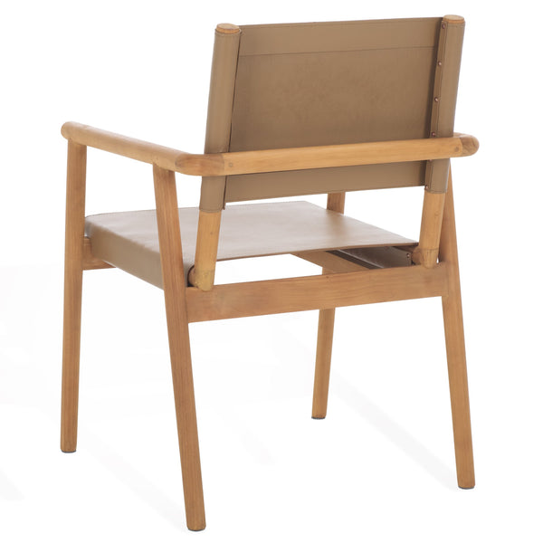 Safavieh Hutson Leather Dining Arm Chair: Modern Sophistication With Top Grain Leather & Solid Wood Design Brown ,Natural Wood ,Leather Sfv1604b