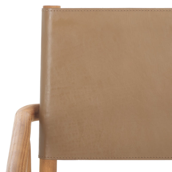 Safavieh Hutson Leather Dining Arm Chair: Modern Sophistication With Top Grain Leather & Solid Wood Design Brown ,Natural Wood ,Leather Sfv1604b