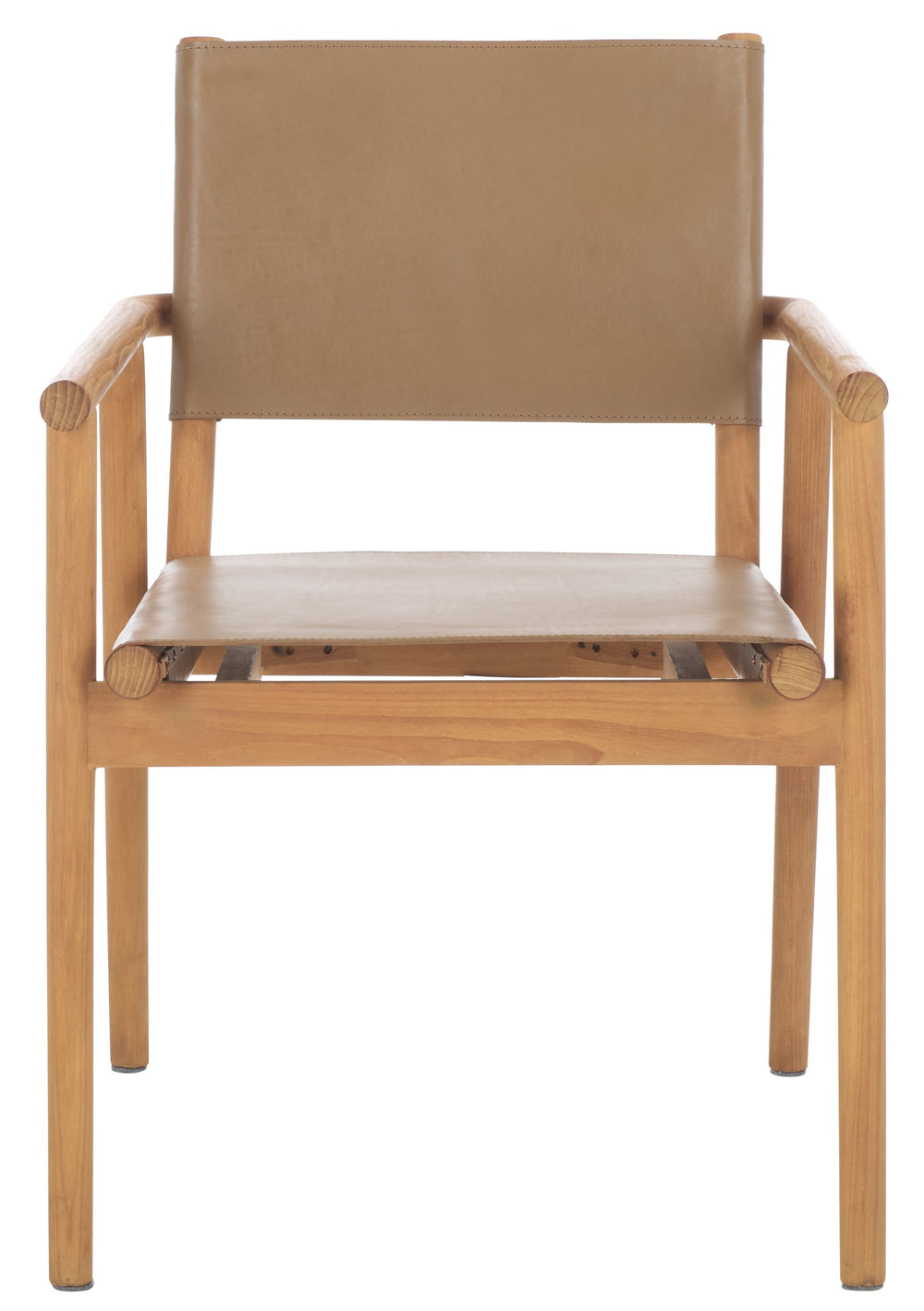 Safavieh Hutson Leather Dining Arm Chair: Modern Sophistication With Top Grain Leather & Solid Wood Design Brown ,Natural Wood ,Leather Sfv1604b