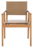 Hutson Leather Dining Arm Chair: Modern Sophistication with Top Grain Leather & Solid Wood Design