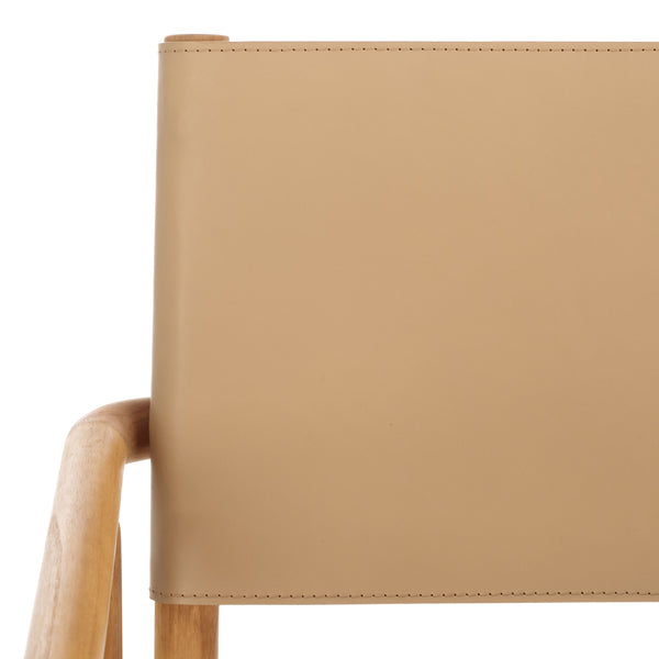 Safavieh Hutson Leather Dining Arm Chair: Modern Sophistication With Top Grain Leather & Solid Wood Design Tan ,Natural Wood ,Leather Sfv1604c