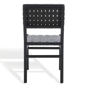 Safavieh Jeremiah Woven Leather Dining Chair - Hand-woven Top Grain Leather On Solid Sungkay Wood Base Black Wood ,Leather Sfv1605a-set2