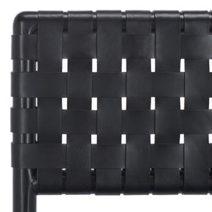 Safavieh Jeremiah Woven Leather Dining Chair - Hand-woven Top Grain Leather On Solid Sungkay Wood Base Black Wood ,Leather Sfv1605a-set2