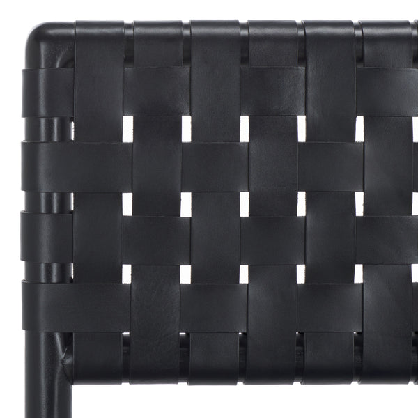 Safavieh Jeremiah Woven Leather Dining Chair - Hand-woven Top Grain Leather On Solid Sungkay Wood Base Black Wood ,Leather Sfv1605a-set2