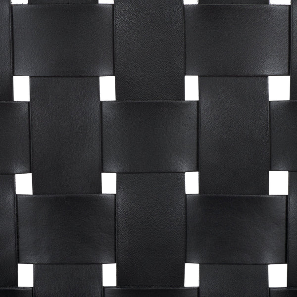 Safavieh Jeremiah Woven Leather Dining Chair - Hand-woven Top Grain Leather On Solid Sungkay Wood Base Black Wood ,Leather Sfv1605a-set2