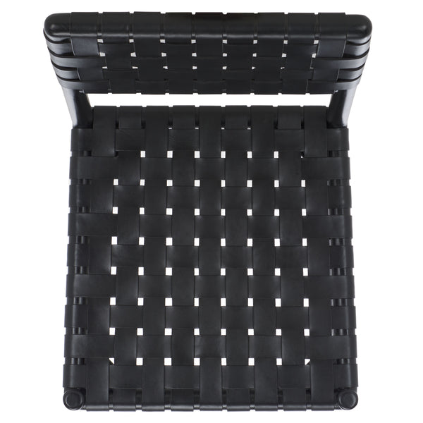 Safavieh Jeremiah Woven Leather Dining Chair - Hand-woven Top Grain Leather On Solid Sungkay Wood Base Black Wood ,Leather Sfv1605a-set2