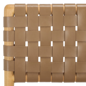 Safavieh Jeremiah Woven Leather Dining Chair - Hand-woven Top Grain Leather On Solid Sungkay Wood Base Brown ,Natural Wood ,Leather Sfv1605b-set2