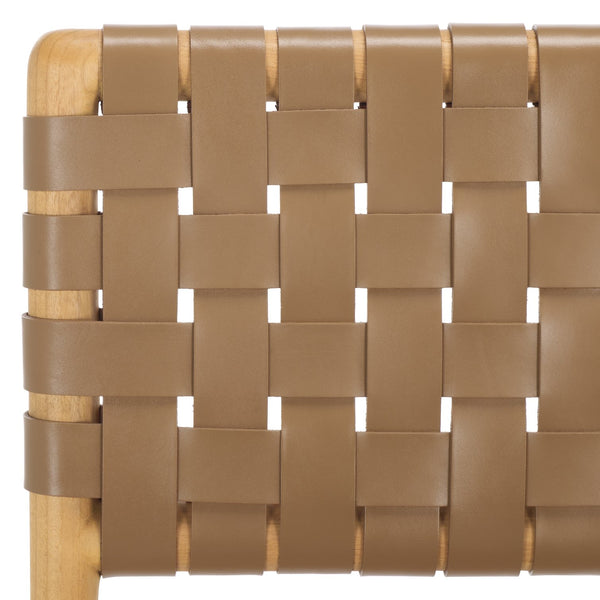 Safavieh Jeremiah Woven Leather Dining Chair - Hand-woven Top Grain Leather On Solid Sungkay Wood Base Brown ,Natural Wood ,Leather Sfv1605b-set2