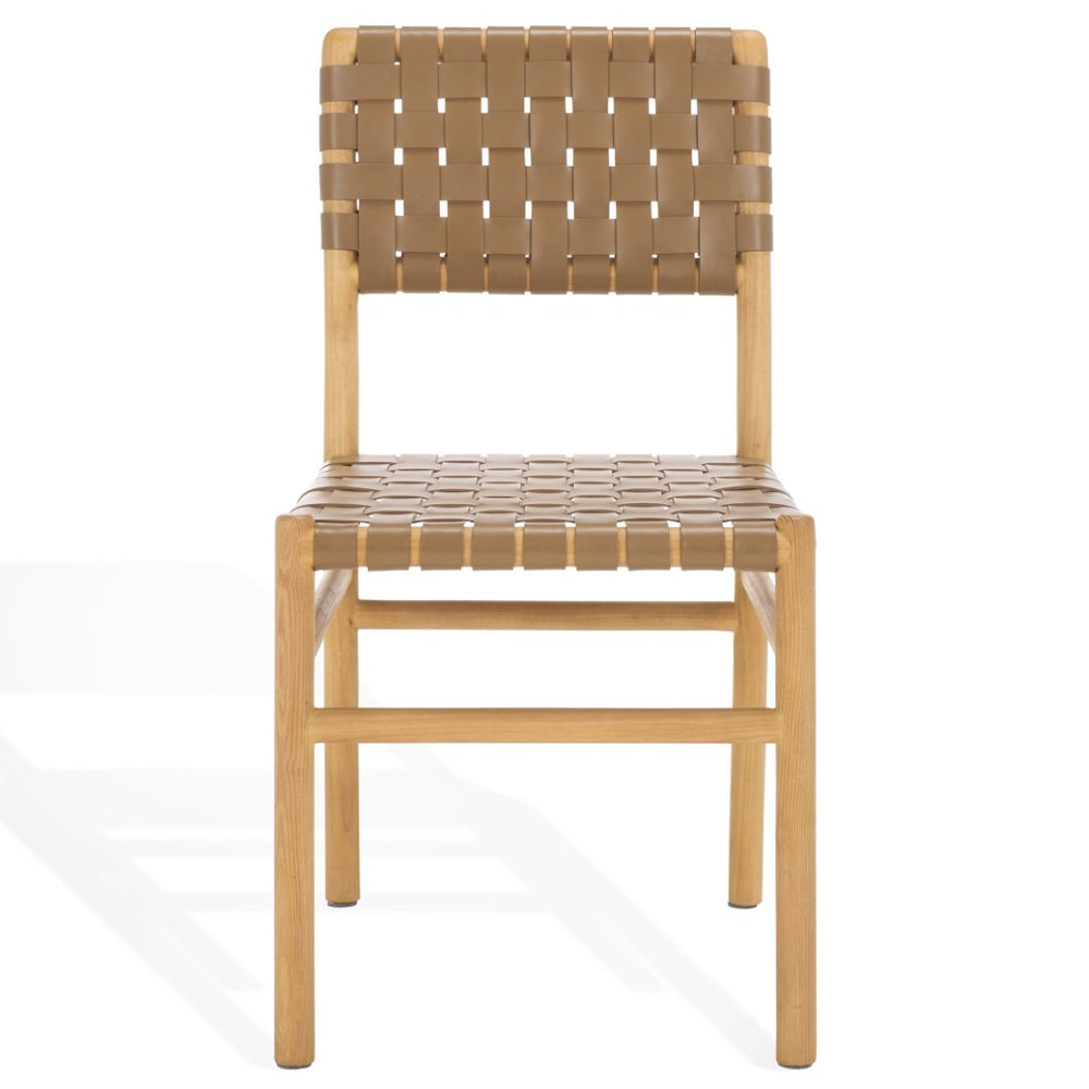 Safavieh JEREMIAH Woven Leather Dining Chair – Modern Elegance with Artisan Craftsmanship for Chic Spaces Brown / Natural SFV1605B-SET2