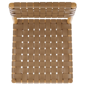 Safavieh Jeremiah Woven Leather Dining Chair - Hand-woven Top Grain Leather On Solid Sungkay Wood Base Brown ,Natural Wood ,Leather Sfv1605b-set2