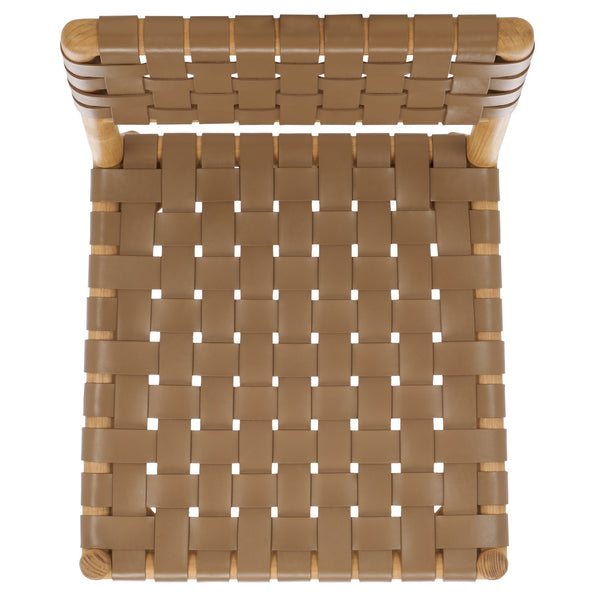 Safavieh Jeremiah Woven Leather Dining Chair - Hand-woven Top Grain Leather On Solid Sungkay Wood Base Brown ,Natural Wood ,Leather Sfv1605b-set2