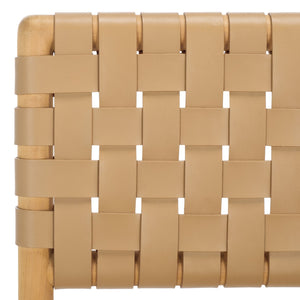 Safavieh Jeremiah Woven Leather Dining Chair - Hand-woven Top Grain Leather On Solid Sungkay Wood Base Tan ,Natural Wood ,Leather Sfv1605c-set2