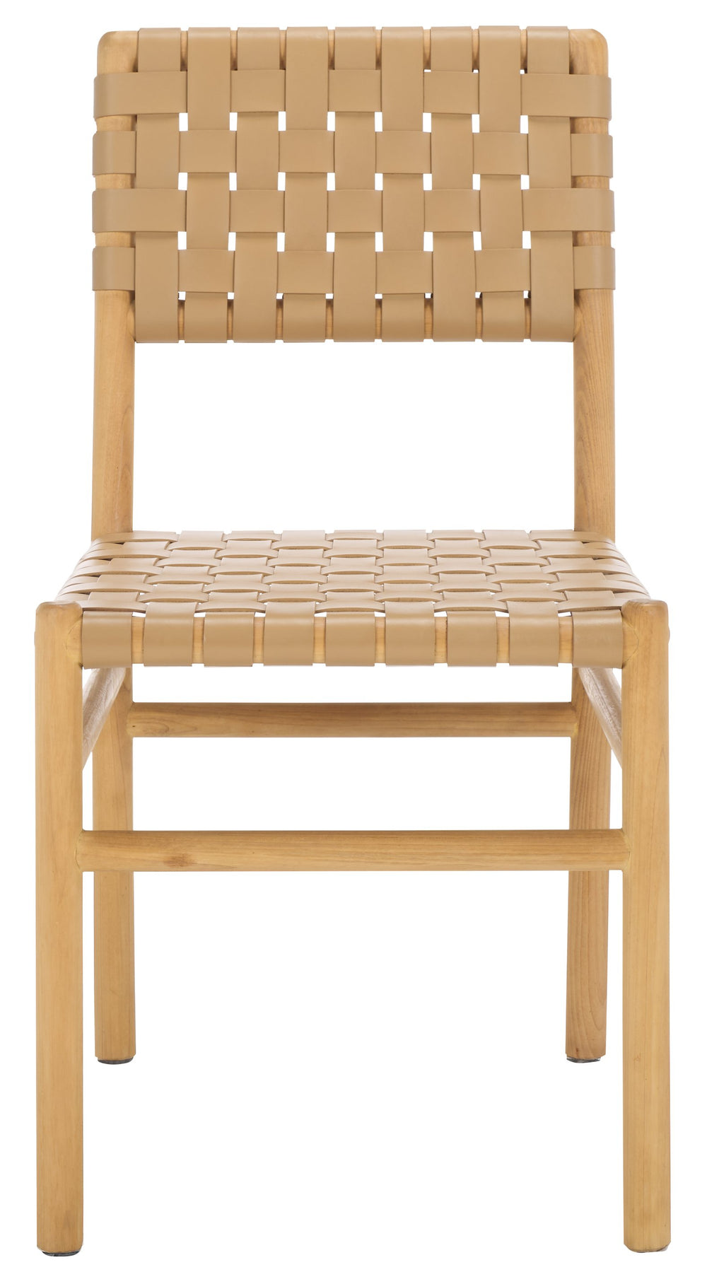 Safavieh Jeremiah Woven Leather Dining Chair - Hand-woven Top Grain Leather On Solid Sungkay Wood Base Tan ,Natural Wood ,Leather Sfv1605c-set2