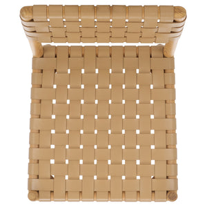 Safavieh Jeremiah Woven Leather Dining Chair - Hand-woven Top Grain Leather On Solid Sungkay Wood Base Tan ,Natural Wood ,Leather Sfv1605c-set2