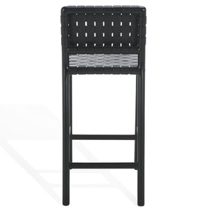 Safavieh Jeremiah Woven Leather Counter Stool – Luxurious Craftsmanship With Timeless Elegance For Any Space Black Wood ,Leather Sfv1606a