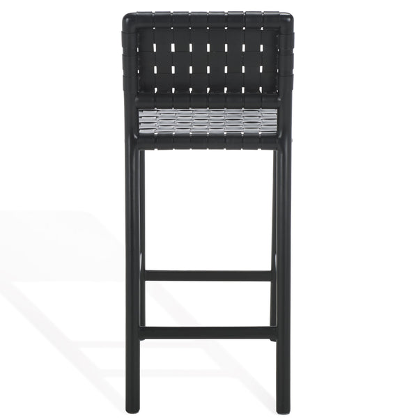 Safavieh Jeremiah Woven Leather Counter Stool – Luxurious Craftsmanship With Timeless Elegance For Any Space Black Wood ,Leather Sfv1606a