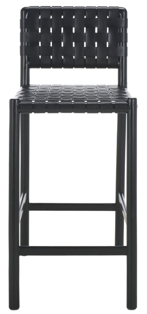 Safavieh Jeremiah Woven Leather Counter Stool – Luxurious Craftsmanship With Timeless Elegance For Any Space Black Wood ,Leather Sfv1606a