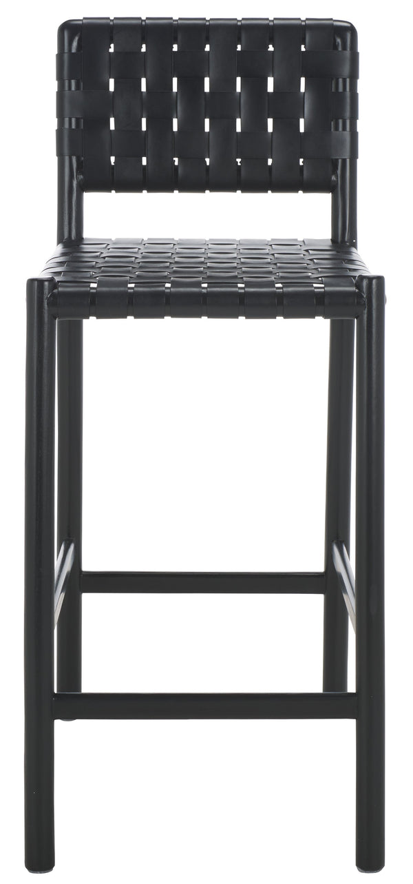 Safavieh Jeremiah Woven Leather Counter Stool – Luxurious Craftsmanship With Timeless Elegance For Any Space Black Wood ,Leather Sfv1606a