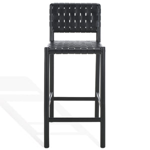 Safavieh Jeremiah Woven Leather Counter Stool – Luxurious Craftsmanship With Timeless Elegance For Any Space Black Wood ,Leather Sfv1606a