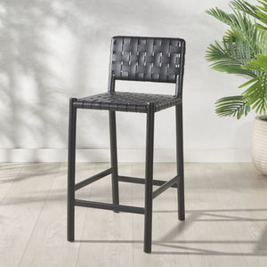 Safavieh Jeremiah Woven Leather Counter Stool – Luxurious Craftsmanship With Timeless Elegance For Any Space Black Wood ,Leather Sfv1606a