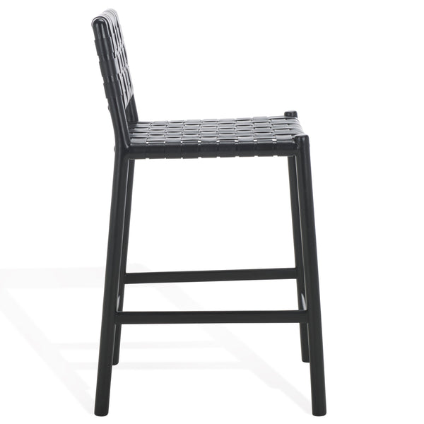 Safavieh Jeremiah Woven Leather Counter Stool – Luxurious Craftsmanship With Timeless Elegance For Any Space Black Wood ,Leather Sfv1606a