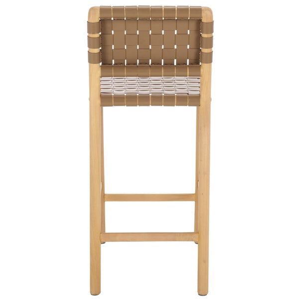 Safavieh Jeremiah Woven Leather Counter Stool – Luxurious Craftsmanship With Timeless Elegance For Any Space Brown ,Natural Wood ,Leather Sfv1606b