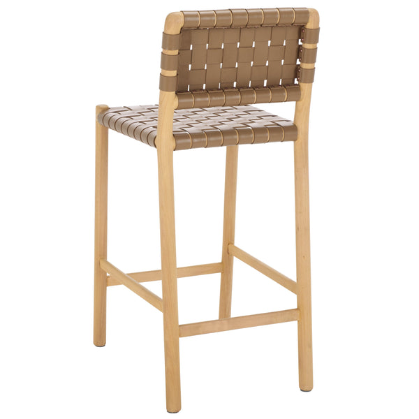 Safavieh Jeremiah Woven Leather Counter Stool – Luxurious Craftsmanship With Timeless Elegance For Any Space Brown ,Natural Wood ,Leather Sfv1606b