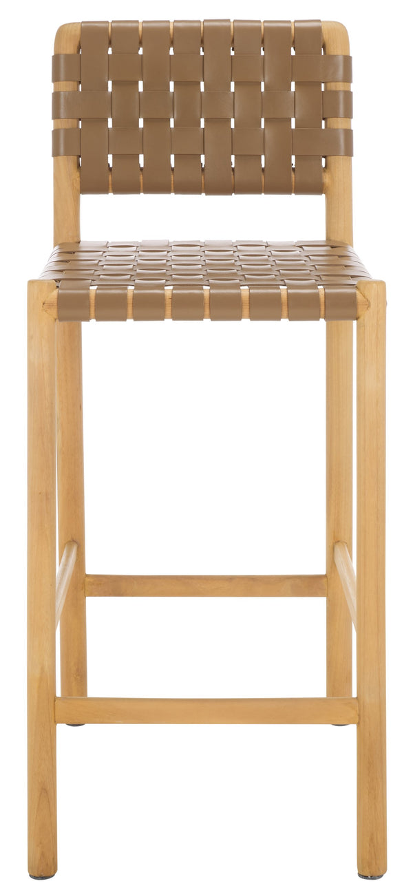 Safavieh Jeremiah Woven Leather Counter Stool – Luxurious Craftsmanship With Timeless Elegance For Any Space Brown ,Natural Wood ,Leather Sfv1606b