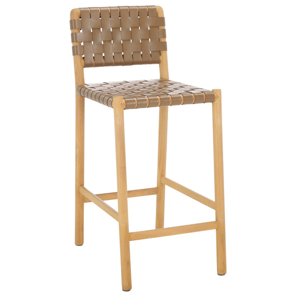 Safavieh Jeremiah Woven Leather Counter Stool – Luxurious Craftsmanship With Timeless Elegance For Any Space Brown ,Natural Wood ,Leather Sfv1606b