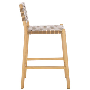 Safavieh Jeremiah Woven Leather Counter Stool – Luxurious Craftsmanship With Timeless Elegance For Any Space Brown ,Natural Wood ,Leather Sfv1606b