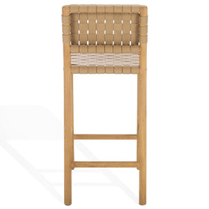 Safavieh Jeremiah Woven Leather Counter Stool – Luxurious Craftsmanship With Timeless Elegance For Any Space Tan ,Natural Wood ,Leather Sfv1606c