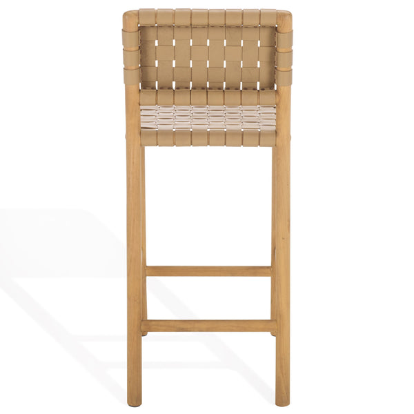 Safavieh Jeremiah Woven Leather Counter Stool – Luxurious Craftsmanship With Timeless Elegance For Any Space Tan ,Natural Wood ,Leather Sfv1606c