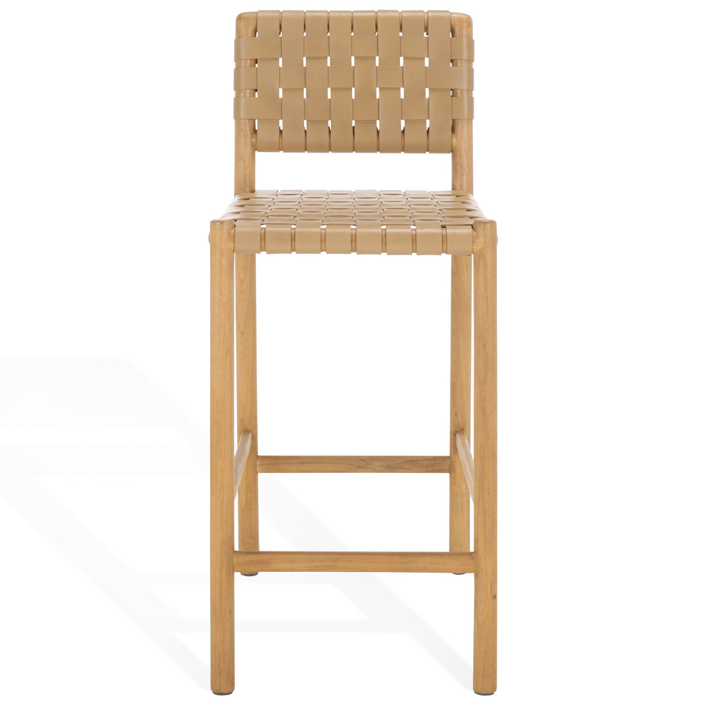 Safavieh Jeremiah Woven Leather Counter Stool – Luxurious Craftsmanship With Timeless Elegance For Any Space Tan ,Natural Wood ,Leather Sfv1606c