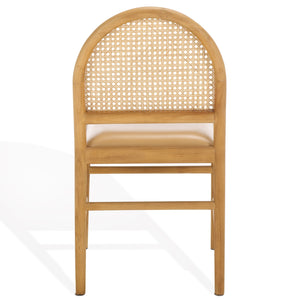 Safavieh Laylie Rattan And Leather Dining Chair - Chic Comfort Meets Sophisticated Design For Your Space Tan ,Natural Wood ,Leather ,Rattan Sfv1607c-set2