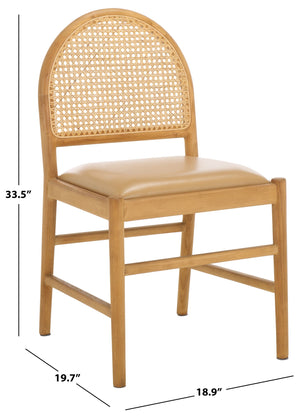 Safavieh Laylie Rattan And Leather Dining Chair - Chic Comfort Meets Sophisticated Design For Your Space Tan ,Natural Wood ,Leather ,Rattan Sfv1607c-set2