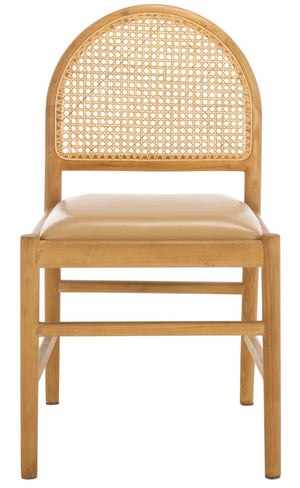 Safavieh Laylie Rattan And Leather Dining Chair - Chic Comfort Meets Sophisticated Design For Your Space Tan ,Natural Wood ,Leather ,Rattan Sfv1607c-set2