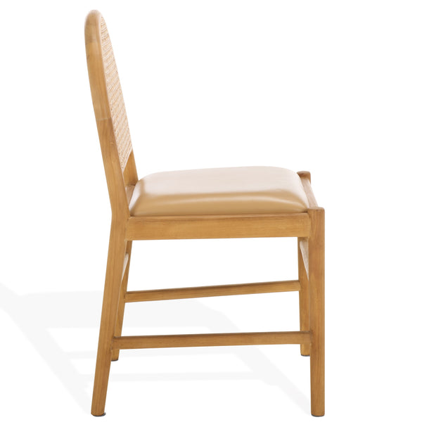 Safavieh Laylie Rattan And Leather Dining Chair - Chic Comfort Meets Sophisticated Design For Your Space Tan ,Natural Wood ,Leather ,Rattan Sfv1607c-set2