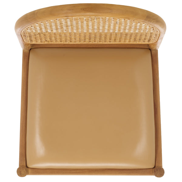 Safavieh Laylie Rattan And Leather Dining Chair - Chic Comfort Meets Sophisticated Design For Your Space Tan ,Natural Wood ,Leather ,Rattan Sfv1607c-set2