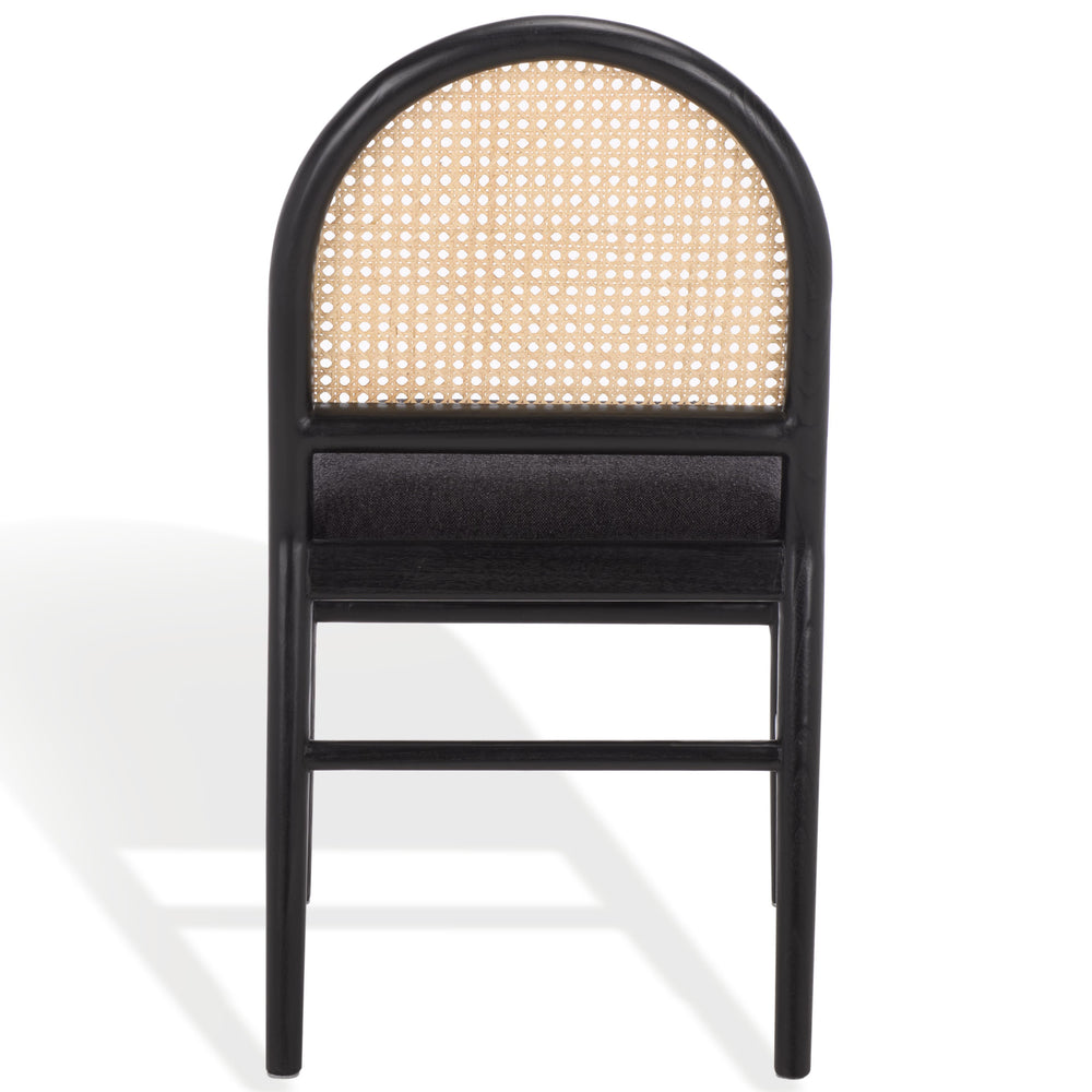 Laylie Rattan And Boucle Dining Chair Set Of 2 With Solid Wood Frame, Ergonomic Foam Seat, Sleek All‑Black Finish