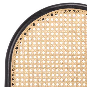 Laylie Rattan And Boucle Dining Chair Set Of 2 With Solid Wood Frame, Ergonomic Foam Seat, Sleek All‑Black Finish