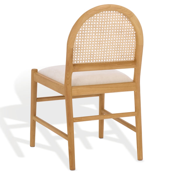 Laylie Rattan And Boucle Dining Chair Set Of 2 With Solid Wood Frame, Ergonomic Foam Seat, Sleek All‑Black Finish